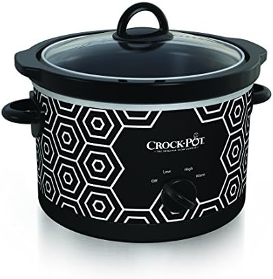 Crock-Pot 4.5 Quart Portable Slow Cooker – Black & White SEUO